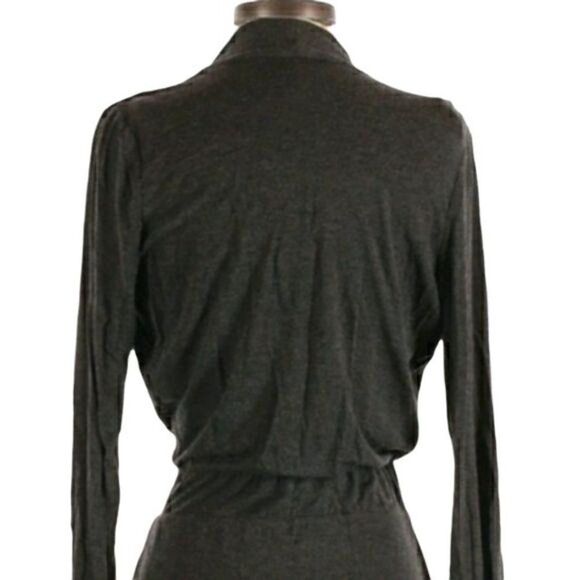 WHBM Dress Edgy Wrap Asymmetrical Hem Knit Long Sleeve Ruffle Gray Sz 00P - Picture 6 of 10